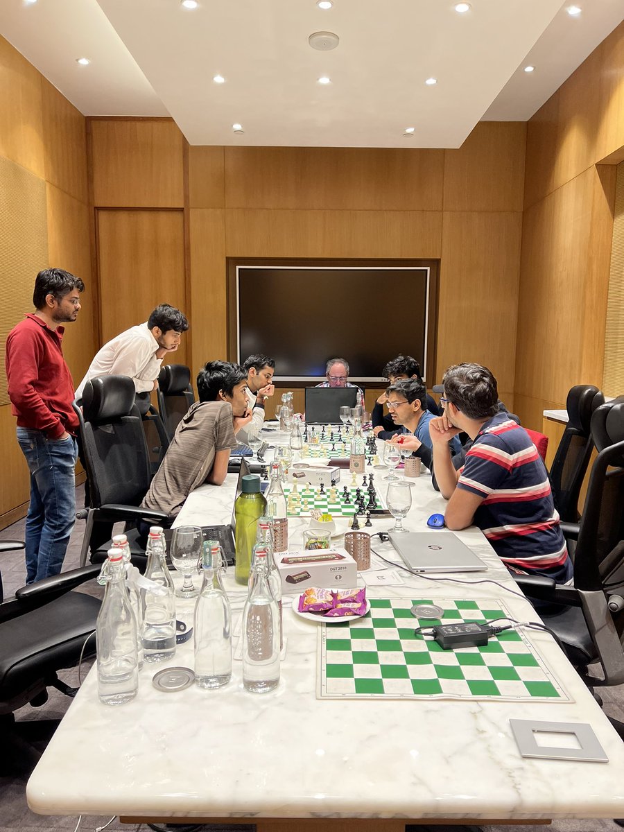 viditchess's tweet image. Training with the boys for Asian Games!
