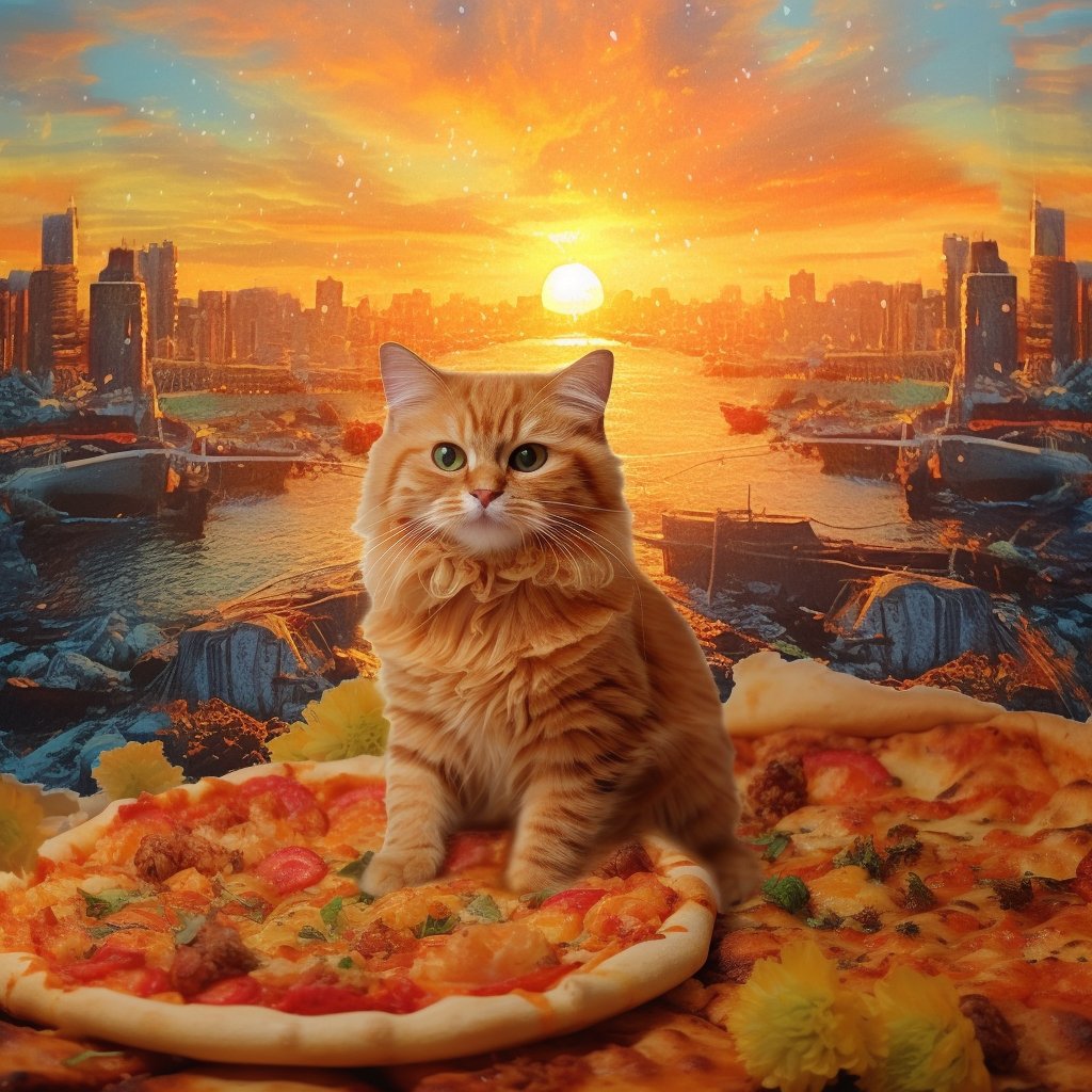pizzacatnocap's tweet photo. Start your day with a 'Pizza-tude' and make it epic! GM from Pizza Cat! 🍕🐱🌞 #PizzaTude #EpicMorning #AIArtworks #Aiartcommunity #AIArtGallery #AIArtistry #AIArtist https://t.co/w6W5aiCuTR