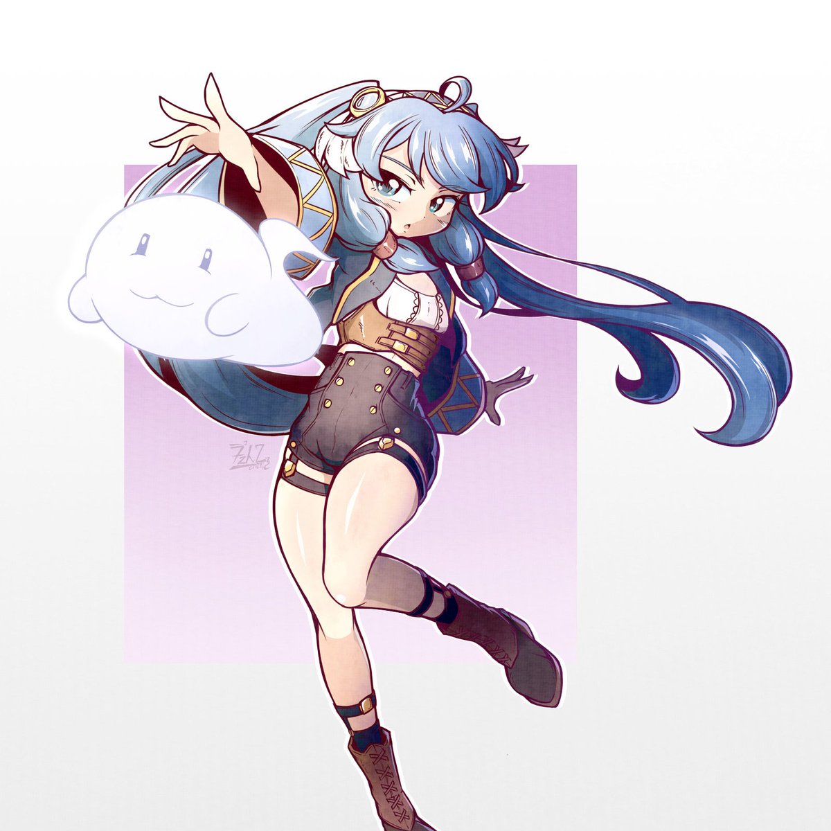 アンバー(原神) 「The Art Train is on schedule again isn't」|H (エイチ) 🈺のイラスト