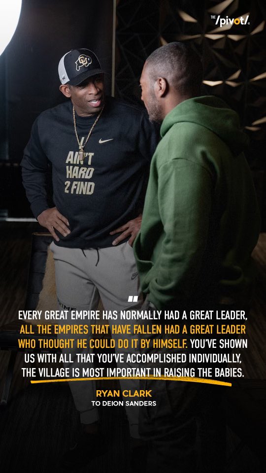 Realrclark25's tweet photo. We all know what type of man @DeionSanders is, & he proved all he needed to as a player. We need to put more respect on the humility he has shown as a leader. He’s not afraid to surround himself with strong minded, successful men & women who won’t go for the bull crap. 

He knows in order for him and his team @CUBuffsFootball to be the best they can possibly be there needs to be multiple voices in the building that carry weight. He’s built a support staff that provides that and more. Kudos on your first win as Colorado’s head football coach. 

@thepivot