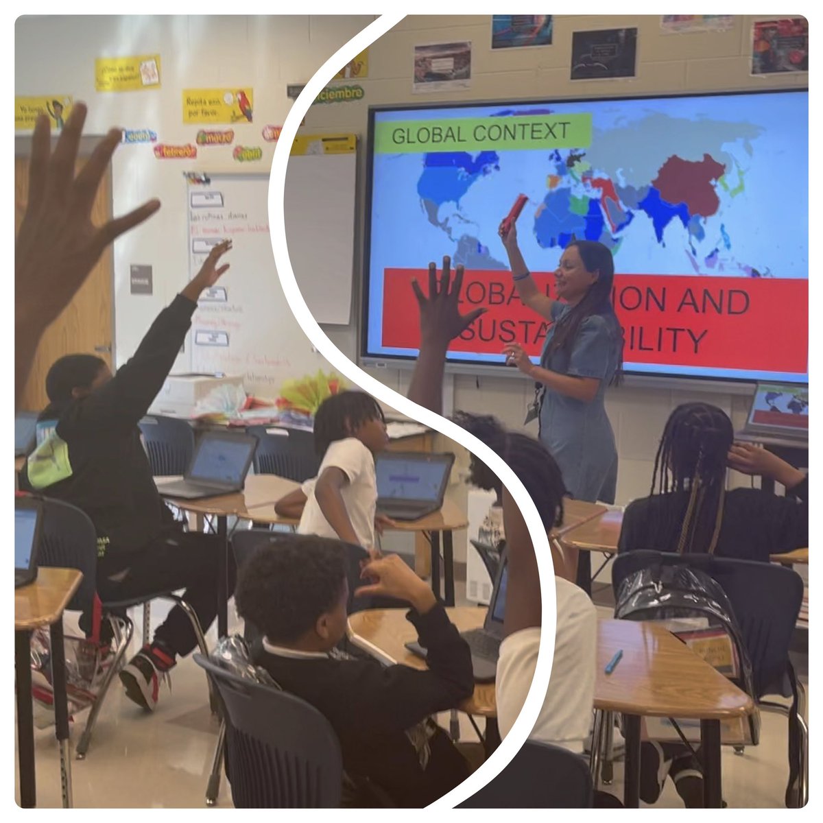 Madame_Nakou's tweet image. #LearnerProfile. Guess 👀what is in the red 🎁 by asking inquiry based questions. Guess right &amp;amp; win the 🏆Senora Arroyo 🇪🇸🇪🇸🇪🇸Language Acquisition scholars @ RJBMS were in their element. Keep being curious &amp;amp; don’t stop investigating Bunche B.O.S.S chargers!