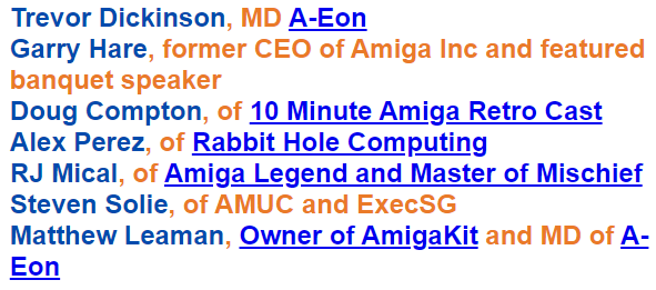 Check out the current lineup for this year's AmiWest show in Sacramento (Oct  13-15)!