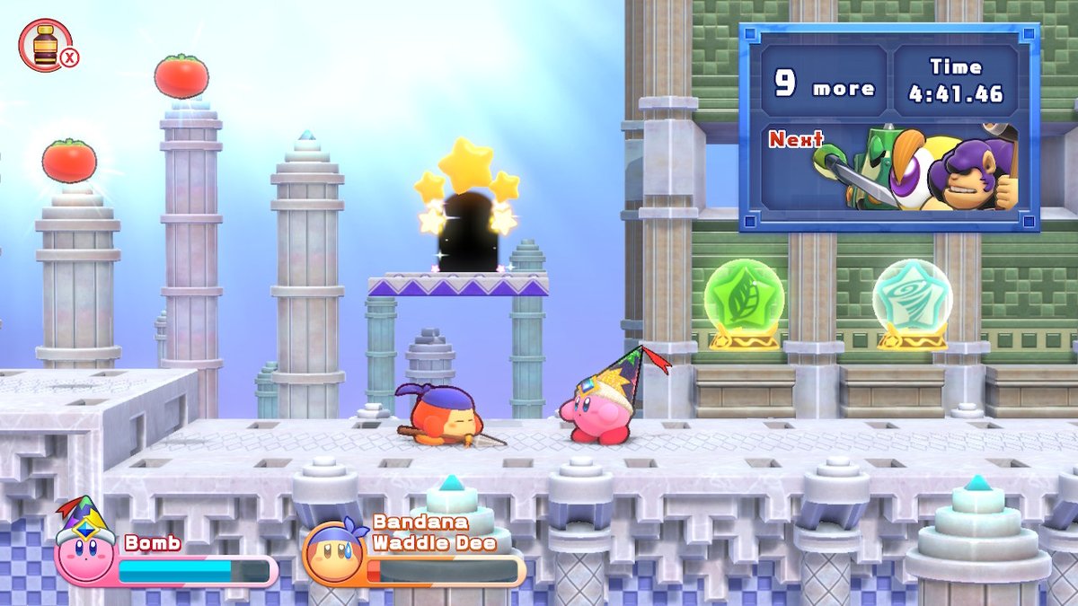 PelaThresh's tweet photo. Kirby is concerned for his friend... :( #Kirby #KirbysReturntoDreamLandDeluxe #NintendoSwitch https://t.co/rOD8vcVs9M