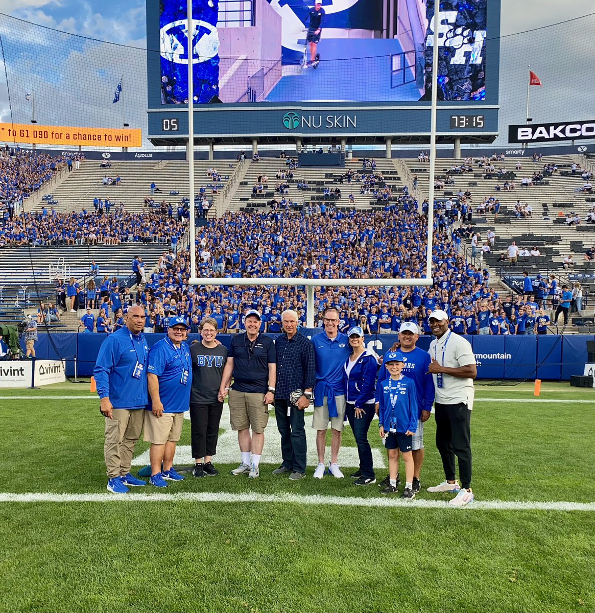 BYUfootball's tweet photo. Thank you to Professor's Buckley and Pennington for joining us as our Teacher Appreciation Honorees for tonight's game!! https://t.co/Dvg6TW6xXq
