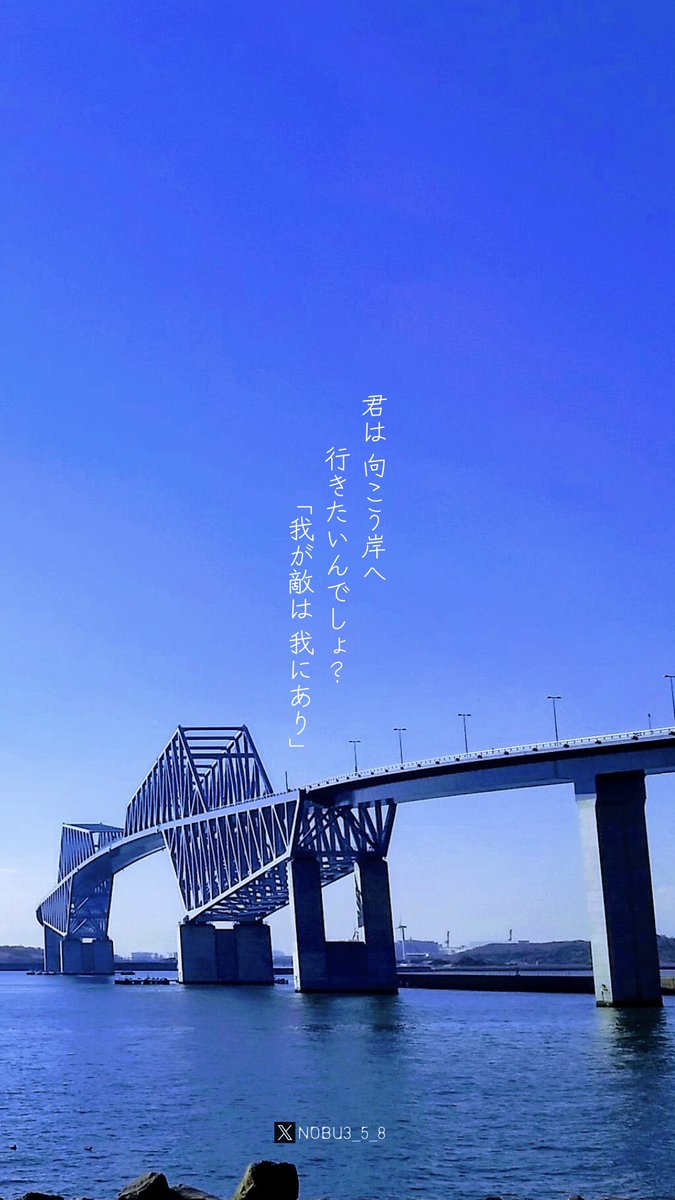 お疲れさまです
いつも、在我尊（ありがとう）

あなたの命の声は
きっと誰かに聞こえる
そんな大切な架け橋

本日もお身体、ご安全に。

#東京めぐり #東京ゲートブリッジ
#我が敵は我にあり #架け橋 #在我尊
