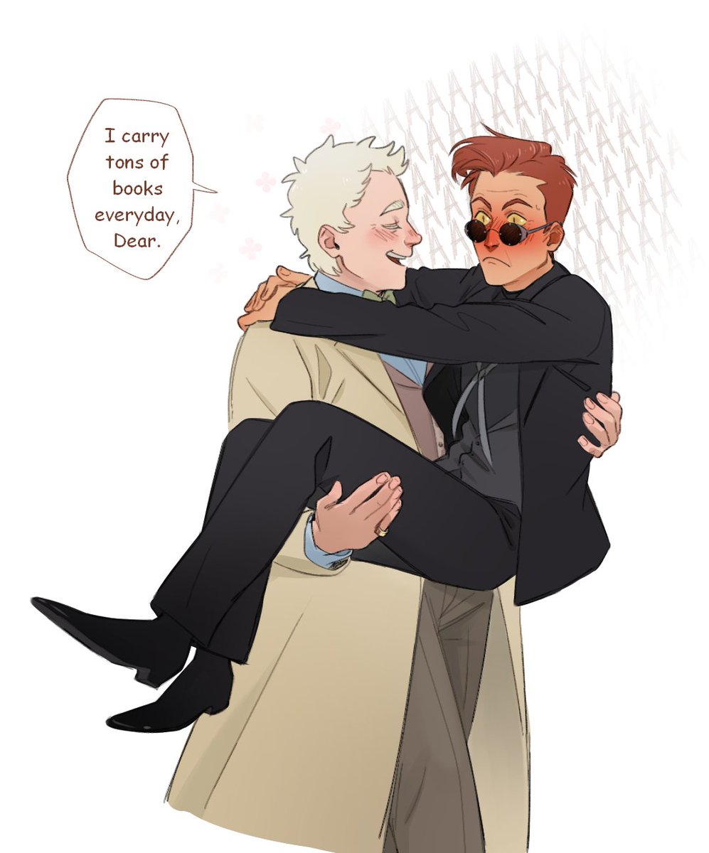 TioLimonD's tweet photo. Miré un edit donde Michael cargaba a David, y ahora necesito ver algo así pero con Crowley y Aziraphale- 🌺🔥❤️✨

#GoodOmens #GoodOmens2 #ineffablehusbands #aziracrow https://t.co/57yx74X5WH