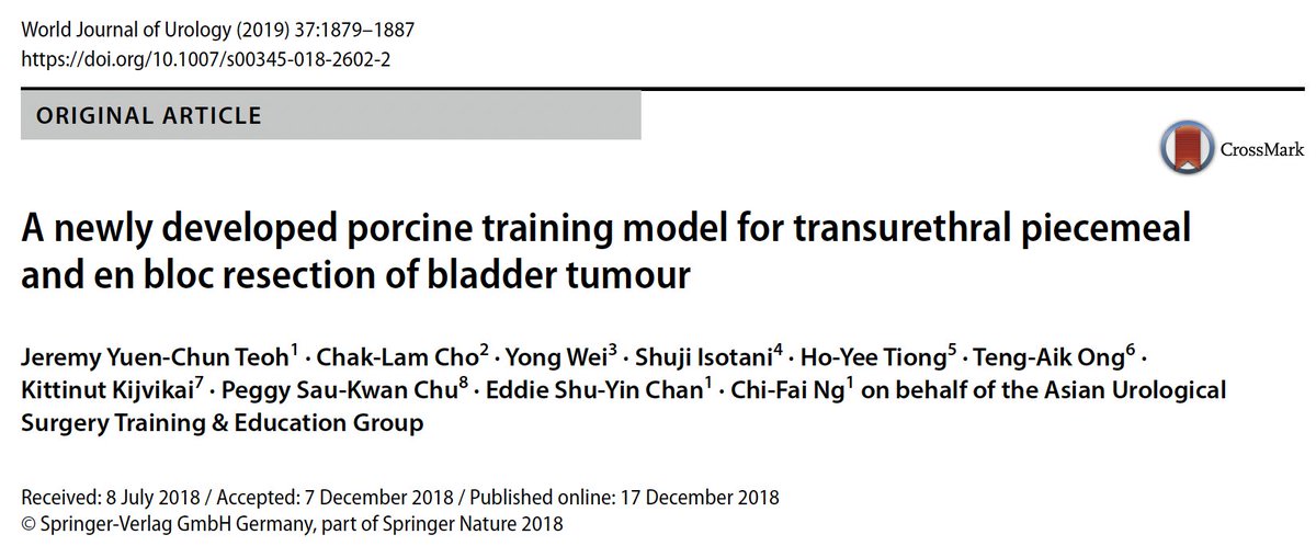 Surgical training is paramount to a proper and successful dissemination of the ERBT technique. A porcine bladder TURBT model has been developed and it is very useful for ERBT training. Let me know if you need any assistance.. (14/n)