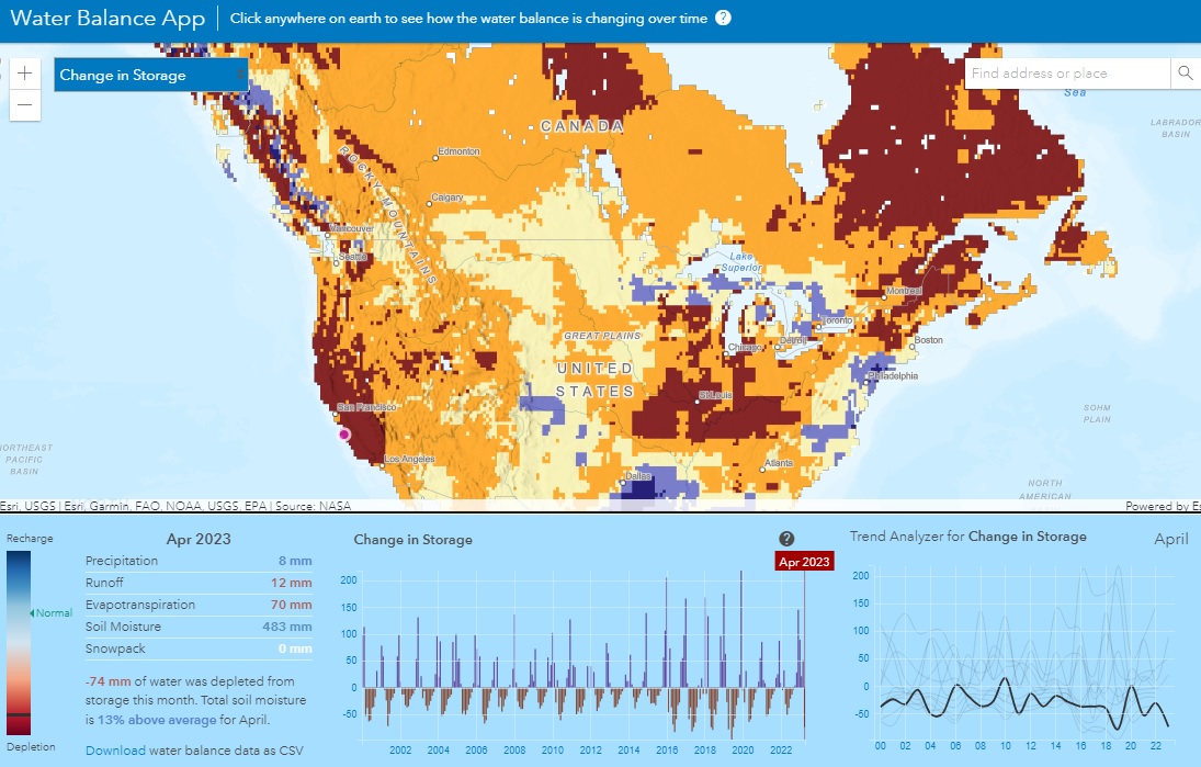 deepseadawn's tweet photo. Quickly analyze and graph decades of change in Earth's water budget using data from NASA's GLDAS global analysis model for six hydrologic variables. https://t.co/OyN4N52IxC https://t.co/B7k8pkkDcn