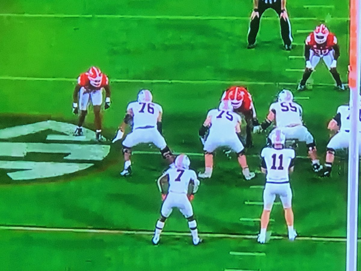 How about two former Wildcats in action tonight against the #1 Team in the country! <a href="/JasonEaton71/">Tuna</a> (#76) and <a href="/Edwards1002Nick/">Nicholas Edwards</a> (#75) getting reps for the Skyhawks! #PurpleProcess #GoldStandard