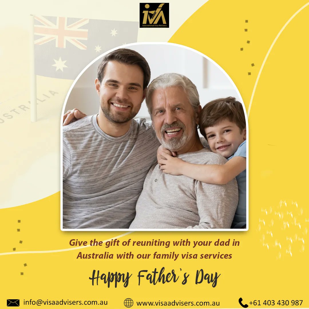 InVisaAdvisors's tweet photo. Celebrating Father's Day in Australia with your dad by your side is made easier with our family visa services. Happy Father's Day to all the amazing dads out there! 

Connect with us-
📞+61 403 430 987
📧info@visaadvisers.com.au
🌐https://t.co/L6CuSrpVKs

#FathersDay #FamilyVisa https://t.co/1kR7T53C8u