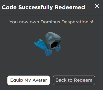 Equip Dominus Desperationis - Roblox