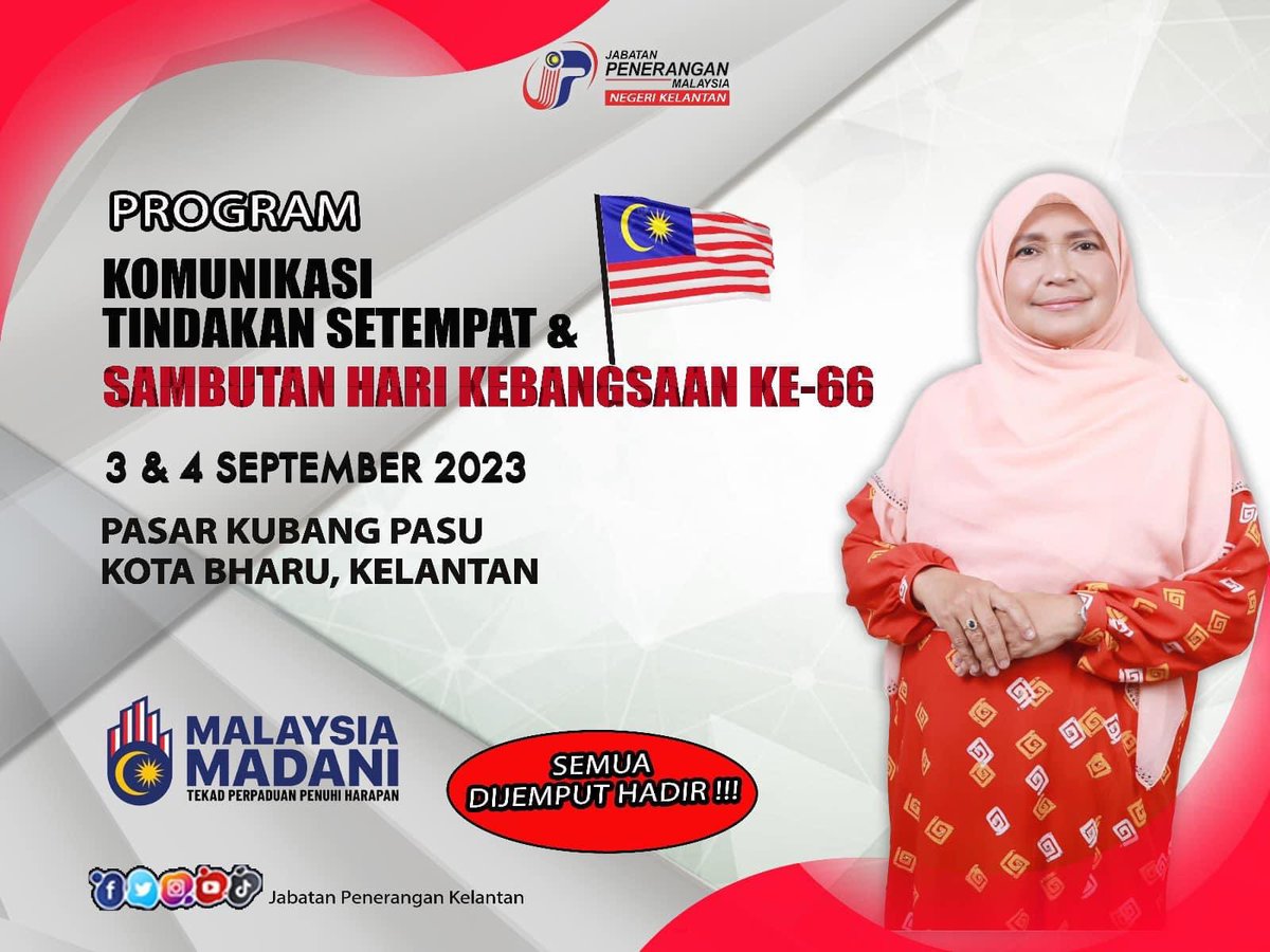 drhafidzah64's tweet photo. Kita teruskan aktiviti kita
3/9 Ahad jam 2.30 petang
4/9 Isnin jam 8.30 pagi
@ Pasar Kubang Pasu
Dipersilakan semua yang berdekatan.
#SemarakMerdeka
#TekadPerpaduanPenuhiHarapan
#komunikasitindakansetempat
#kotalamawajahbaru
#drhafidzahbekerja https://t.co/83V8pWXm7B