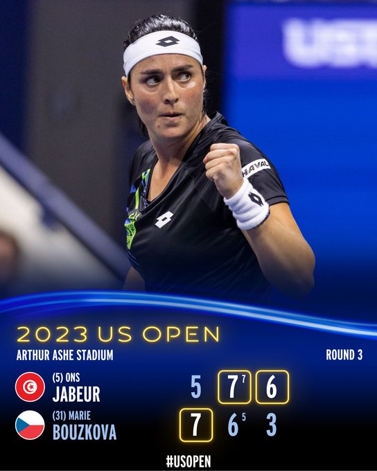 Jabeur defeats Bouzkova 5-7, 7-6, 6-3. 