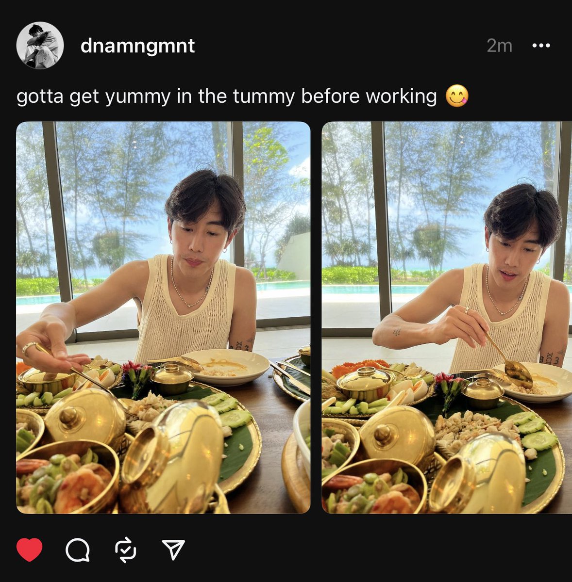 withyoumarktuan's tweet photo. 230903 @DNAmngmnt’s IG Threads Update

“gotta get yummy in the tummy before working 😋”

https://t.co/Ml0LHOzzAZ

#EveryoneElseFades 
#MarkTuan #Mark #段宜恩 #마크 
@marktuan @DNAmngmnt https://t.co/2n5s6bwUNs