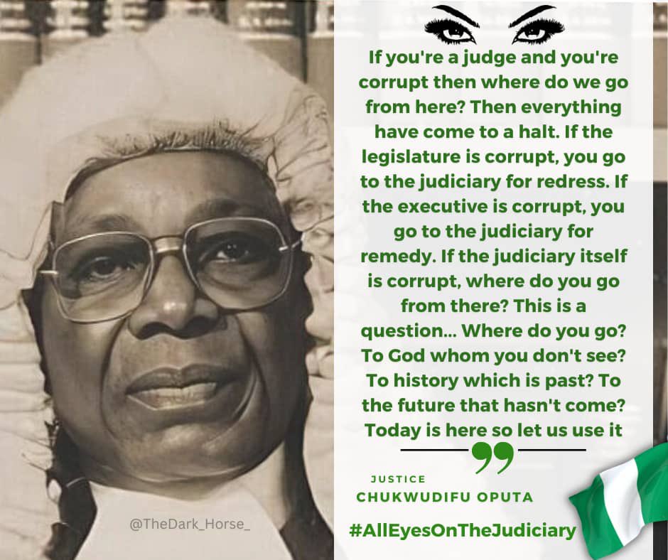 Words on marble by Late Revered Justice Chukwudifu Oputa.

Judiciary save our nation!

#AllEyesOnTheJudiciary 
#JudiciaryGiveUsDate