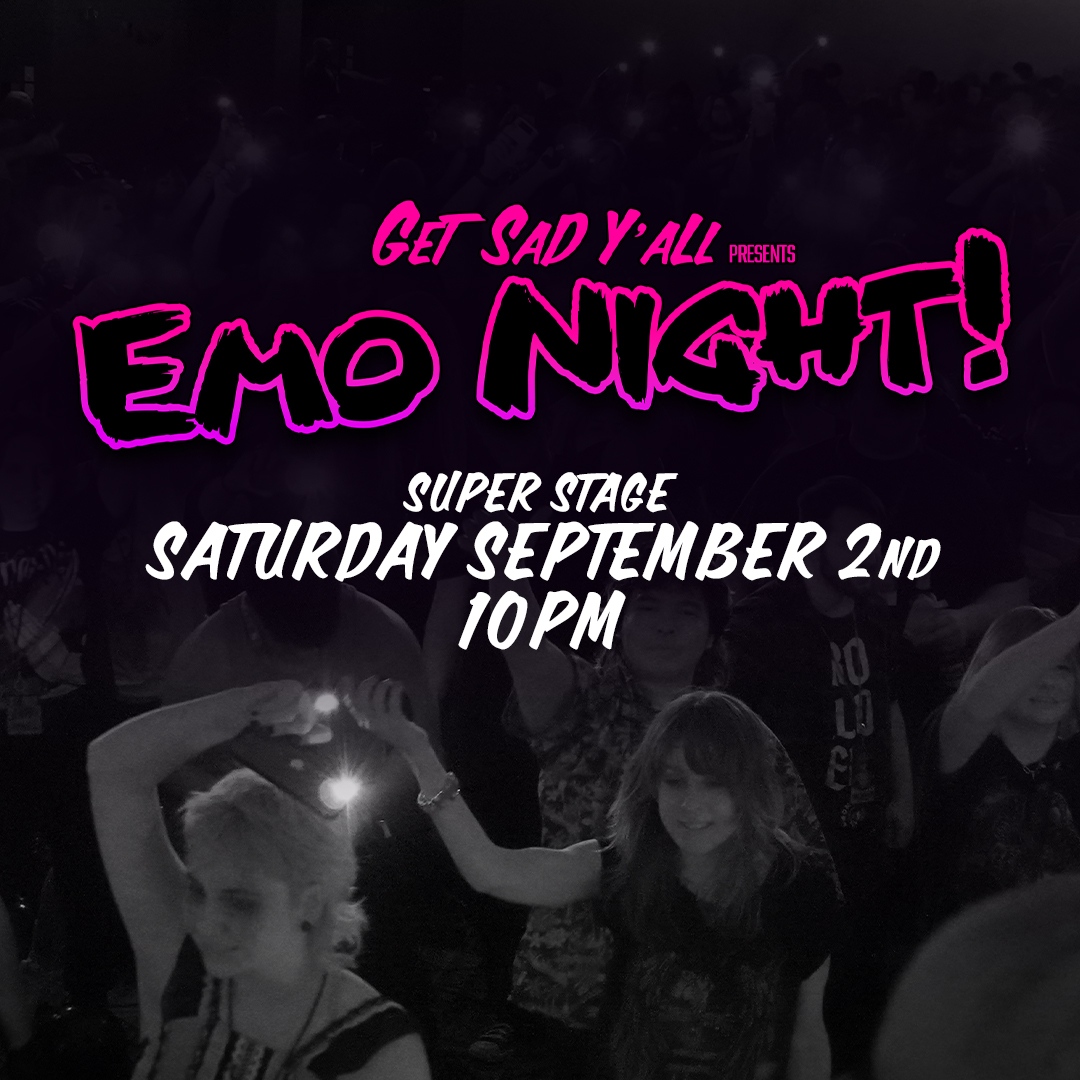 Swing, swing, swing from the tangles of! 💔 Don’t miss the Emo Night After Party TONIGHT at 10:00PM hosted by Get Sad Ya’ll! We’re goin’ down, down to Super Stage (Level 3 in 9A-C) to let our emotions pour out onto the dance floor and into the pit!

#GalaxyCon #GalaxyConAustin