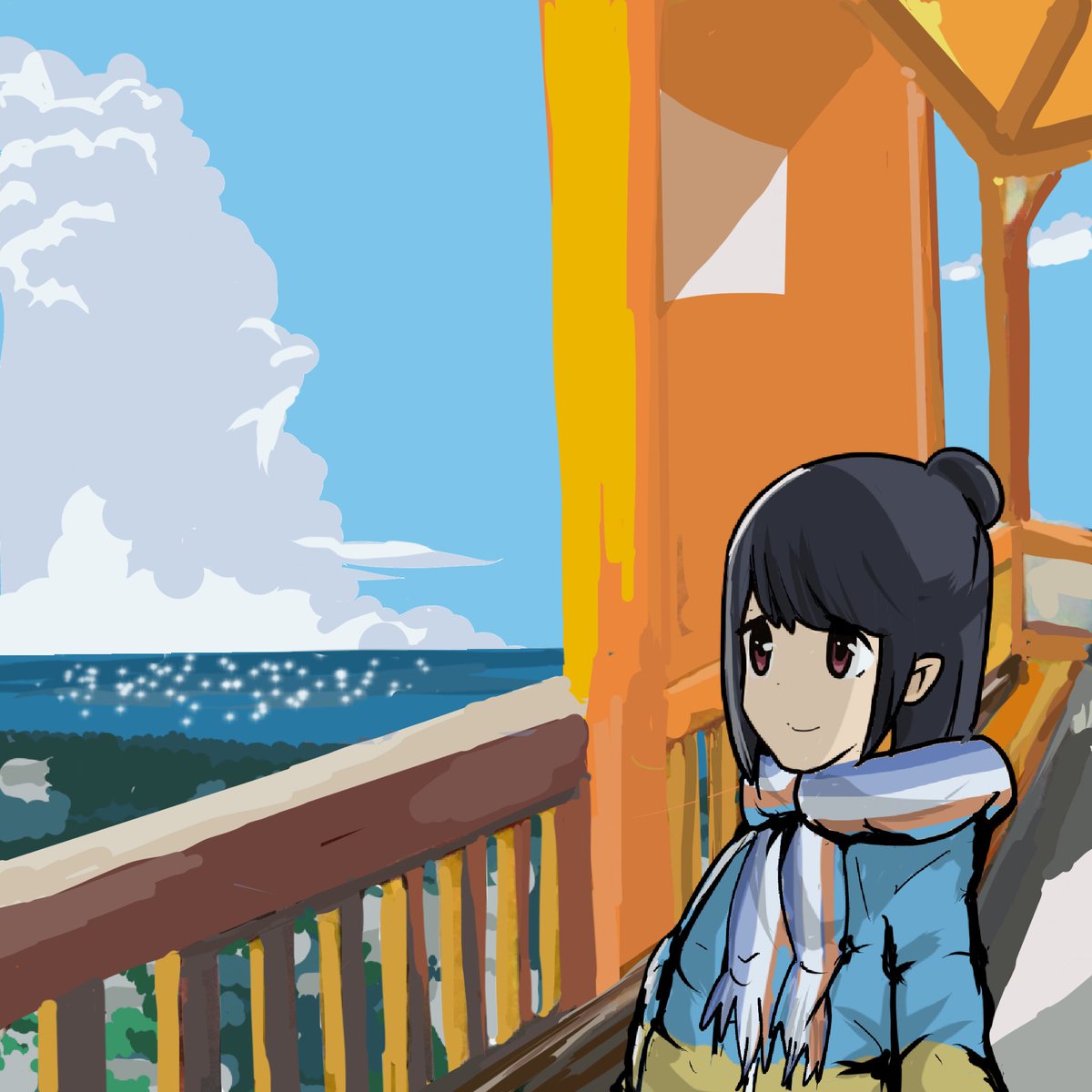 ゆるキャン「風景を描くのが好きです#9月なのでフォロワーさんに自己紹介しようぜ#ゆるキャン#」|たろうのイラスト