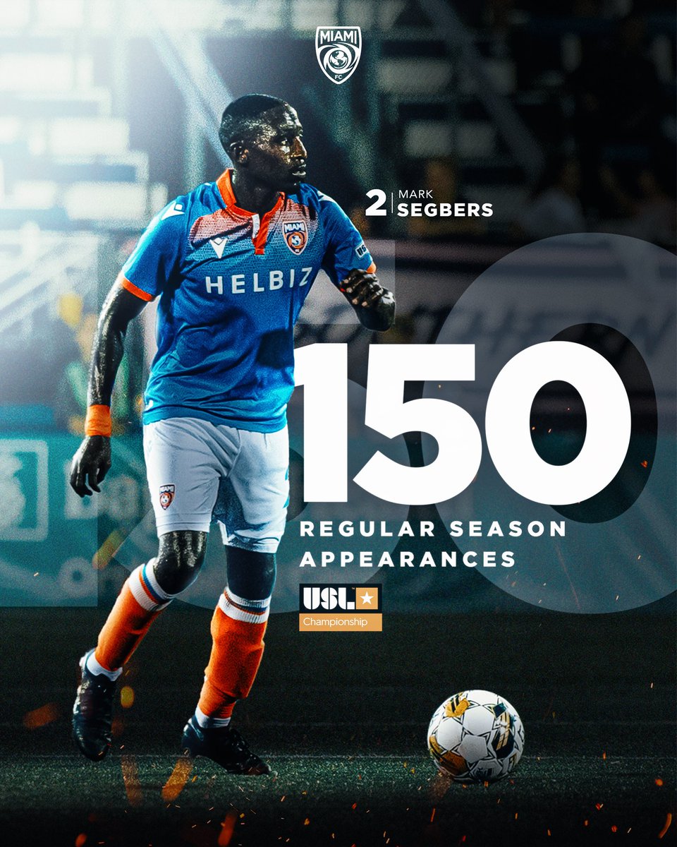 Miami FC (@themiamifc) on Twitter photo One for the books 🙌
Congratulations to @urMARKgetSEGgo for hitting 1️⃣5️⃣0️⃣ regular season appearances in the <a href="/USLChampionship/">USL Championship</a> after tonight’s match 🎉👏
#vamosmiami One for the books 🙌
Congratulations to @urMARKgetSEGgo for hitting 1️⃣5️⃣0️⃣ regular season appearances in the <a href="/USLChampionship/">USL Championship</a> after tonight’s match 🎉👏
#vamosmiami