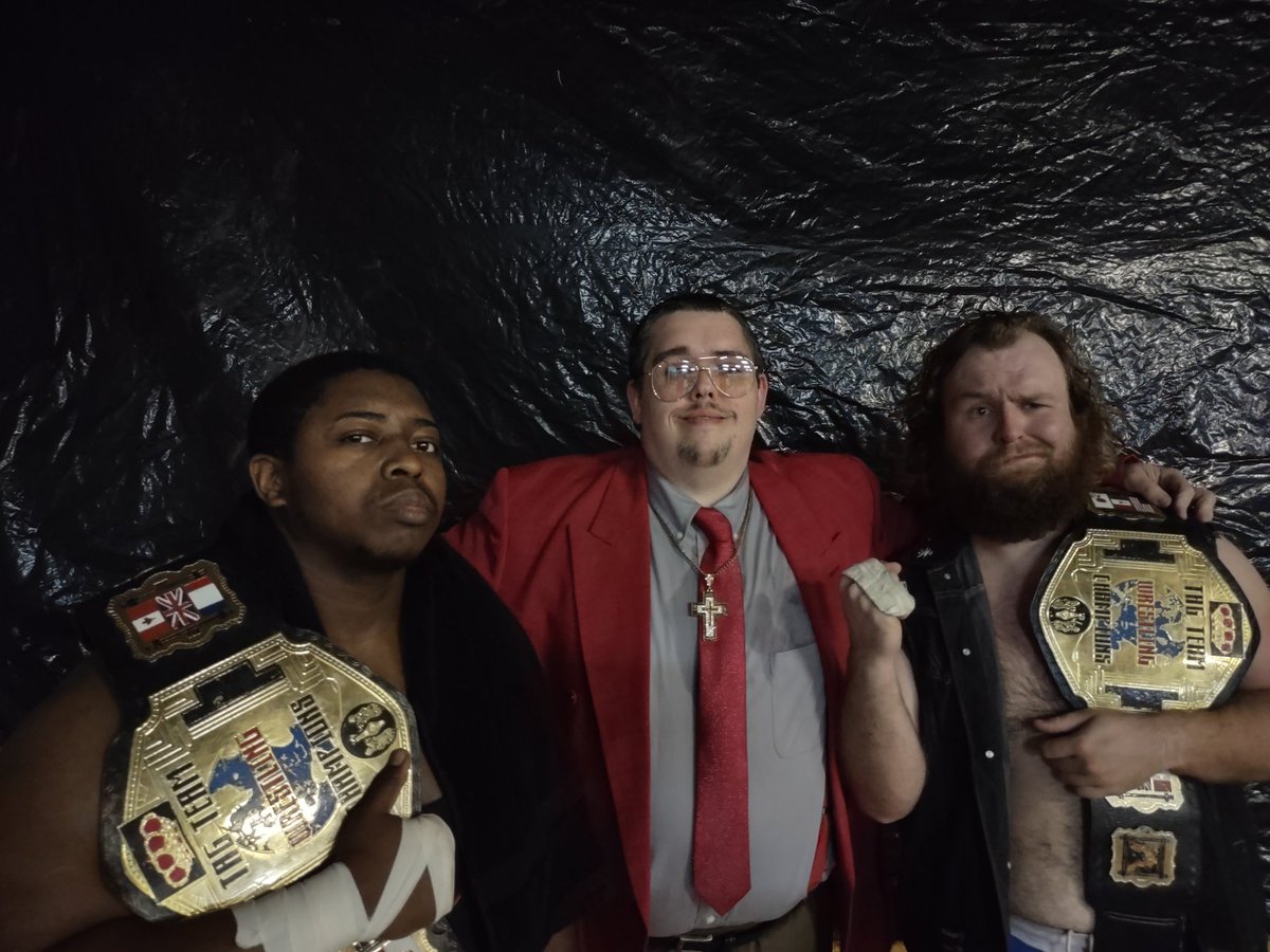 duke_ingraham's tweet photo. Donald Jaykes Ministries will always be exalted above all others.  Due to they commitment to the ministry Stevie Ray Frost and @ProphetAzriel are now @PremierAllStar5 Tag Team Champs! https://t.co/l1nBV1ZXDX