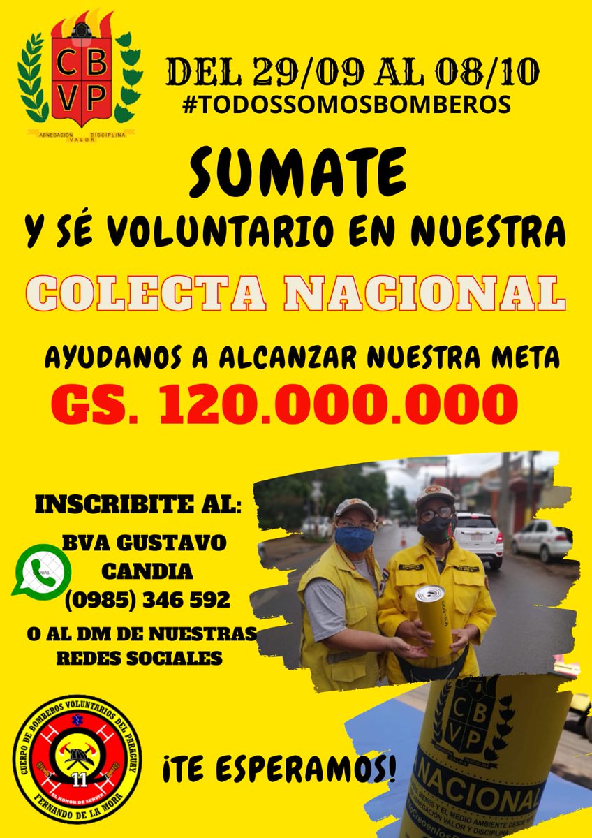 Ayúdanos a ser parte de este gran equipo de trabajo, sumate a la gran colecta anual del CBVP 2023 💪

Que estas esperando para sumarte como voluntario/a y así poder llegar a la gran meta 💪

Inscribite al enlace del formulario: form.jotform.com/232348797604062