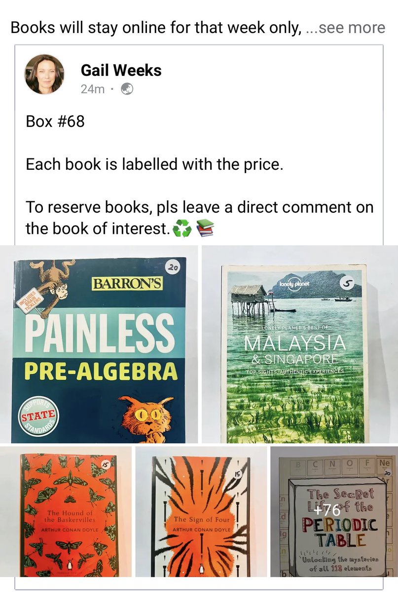 For those on FB - Gail Weeks collects book donations and then sells them online with all money going to support refugee programs and the urban poor in KL.  A great community service and a great way to collect quality literature for home.