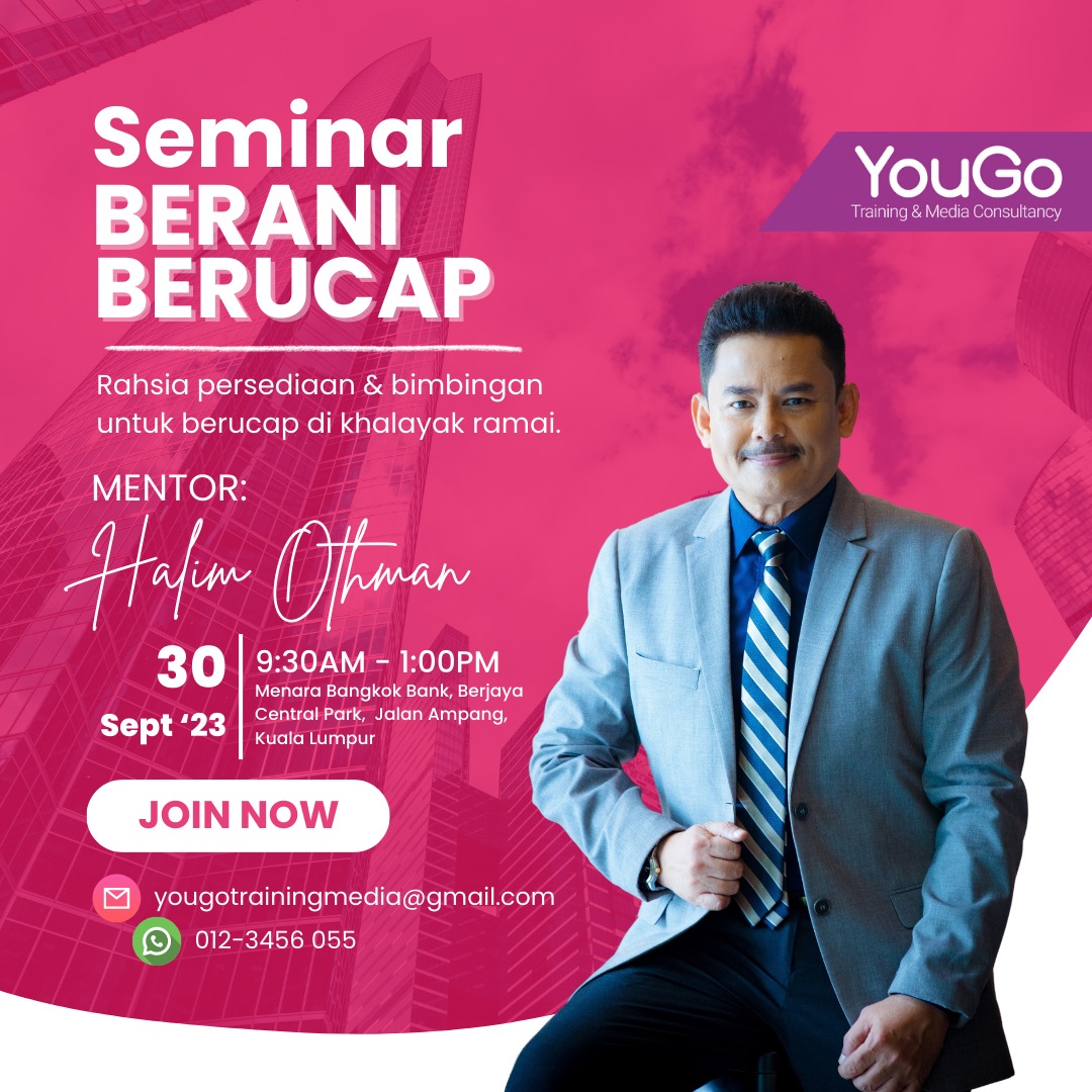 YougoTraining's tweet photo. Antara pengisian seminar ini:

✅ Ilmu asas pengucapan awam
✅ Tip praktikal menghadapi perasaan gemuruh
✅ Cara-cara memulakan ucapan dengan penuh yakin
✅ Bercakap secara spontan
✅ Pelbagai tip dan rahsia pengucapan awam yang lain

Hubungi 012-3456055 utk diskaun early bird! https://t.co/UBs0xonccL