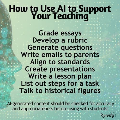 VivifySTEM's tweet photo. How do you use AI in your teaching? 

Here are some tips and tools we found to take advantage of AI! https://t.co/qBPRMudBLx https://t.co/cNx2pWxCmD
