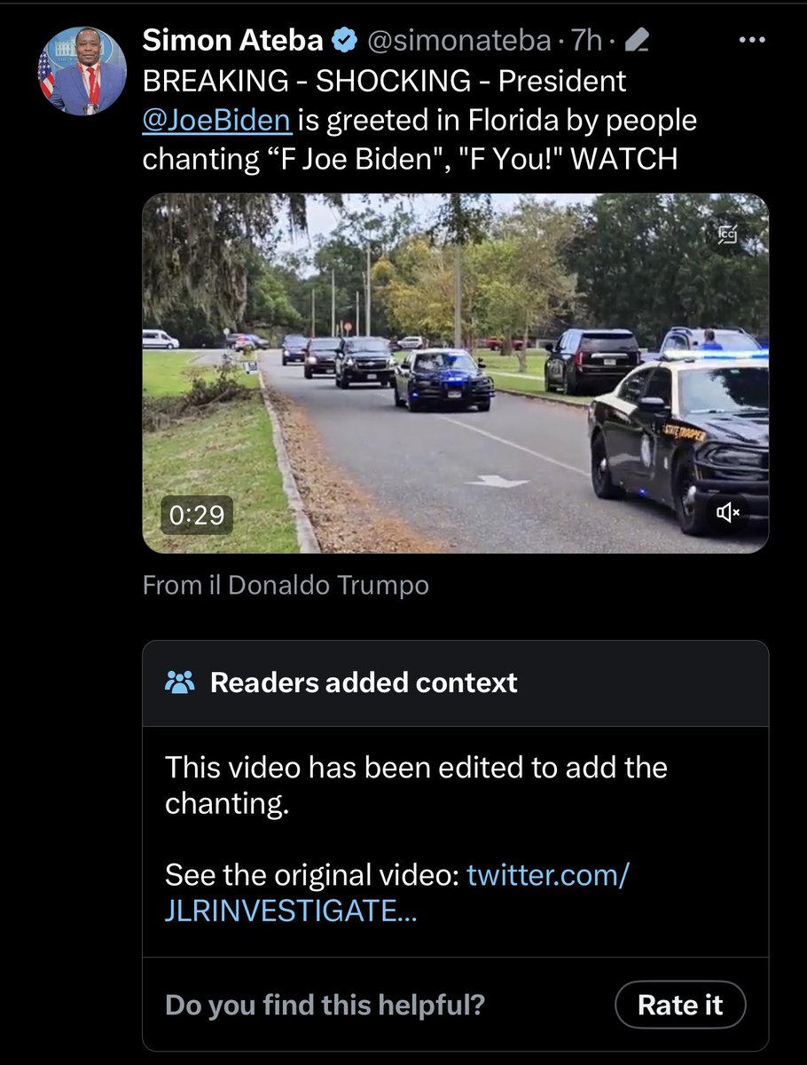 BREAKING - SHOCKING - The GOP are sharing this video of Joe Biden arriving in Florida with “F Joe Biden” chants on their social media. …only the chants were dubbed over the original video. 🙄 Nice try, clowns. 🤣