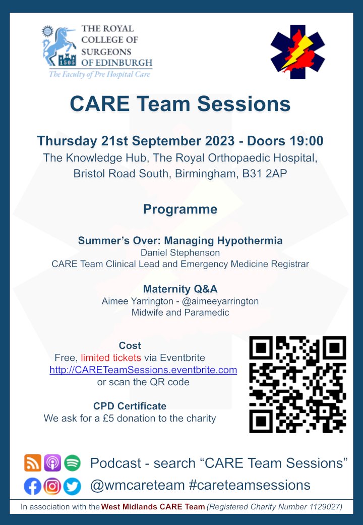 wmcareteam's tweet photo. Tickets will be available from 18:00 on the 14th for our next #CARETeamSessions event

Delighted to have our very own Dr Stephenson along with @Aimeeyarrington speaking at this month's sessions

Event page - https://t.co/jJ8bnyqh6F
PB https://t.co/sUb1V4jt62