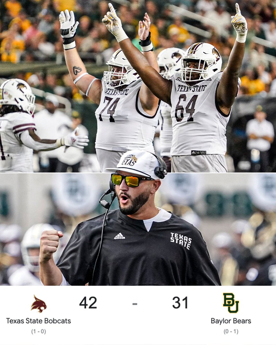 A historic day for Texas State football 🤩 The 26-point underdog Bobcats got their first win over a Power 5 school since joining the FBS in 2012!