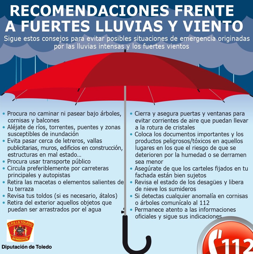 cpeistoledo's tweet image. 📍Mucha precaución en caso de fuertes lluvias.

Recordamos que estamos en Alerta 🚨 ‼️ en la Provincia de Toledo 

#CpeisToledo 
#Bomberos