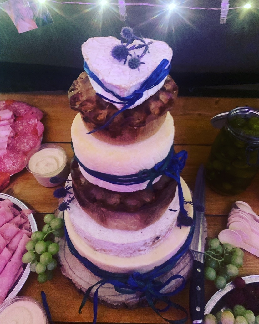 If you both don’t like cake, why not go for an alternative like this couple did? Cheese and pork pie cake 🧀❤️
Perfect to use for your evening buffet too! 

#weddingcakeinspiration #weddingcakeinspo #nottinghamshireweddings #retfordwedding #outdoorwedding2024 #tipiwedding