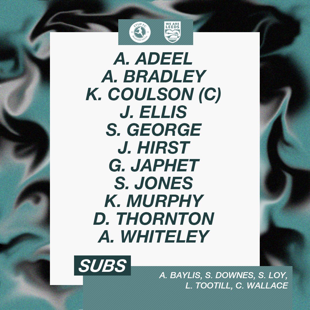 Here’s the starting line up for Eyup’s social team. K Coulson will lead the lads out today as they battle <a href="/Leeds_MVF/">Leeds MvF FC</a> in the second game of Yorkshire XLs league.