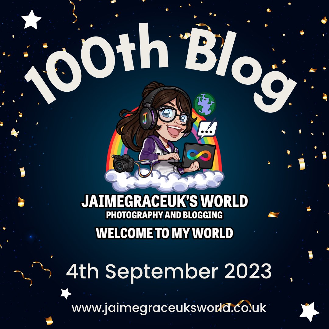 This week's blog

jaimegraceuksworld.co.uk/2023/09/100th-…

#Bloggerstribe #WorldBloggersRT #Cosybloggersclub #TheBlogNetwork #WritingCommunity #TeamBlogger @BBlogRT @Bloggernation @LifestyleBlogzz #Blog #writerslift