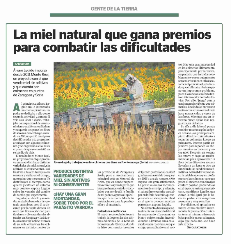 atellogimeno's tweet photo. #GentedelaTierra. La miel natural que gana premios para combatir las dificultardes. En @heraldoes Álvaro Legido #LaMuela @chunta @SomosLaMuela https://t.co/MMlfr5CS1Q
