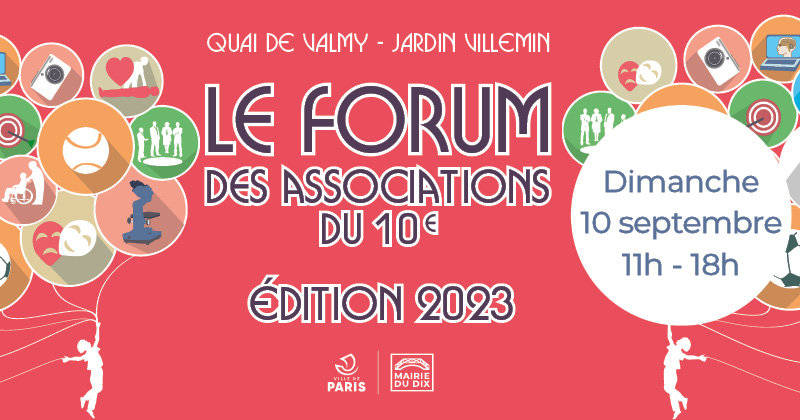 Mairie10Paris's tweet photo. đ
J-7 avant la nouvelle édition du #Forumdesassociations de #Paris10 ! Rdv dimanche 10 septembre, de 11h à 18h, au jardin Villemin et sur le quai de Valmy pour célébrer la vie associative & citoyenne de notre arrondissement. + d'infos juste ici : https://t.co/pu55yTavOX https://t.co/D1rrghN6lb