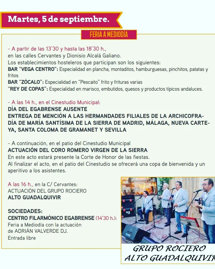 altorociero's tweet photo. Volvemos a Cabra (Córdoba), el lugar en el que en 1988 actuamos por primera vez; además a su Feria de Día, que vuelve después de bastantes años sin celebrarla.
Nos vemos el martes, 5 de septiembre sobre las 16.00 hrs en la calle Cervantes.   

¡Os esperamos!

#36AltoGuadalquivir https://t.co/VGixTHzAJ1