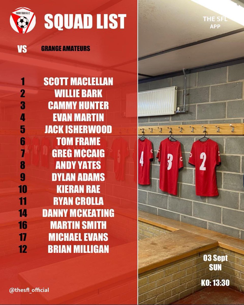 Squad for todays league game ⚫️🔴