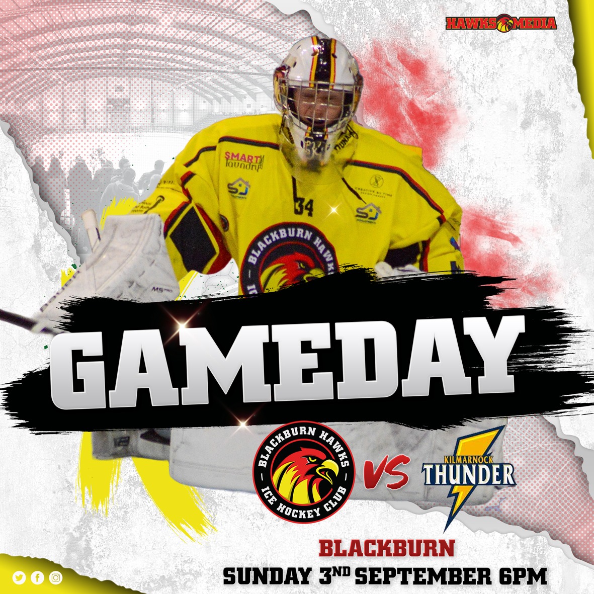 blackburnhawks's tweet photo. ๐ดโซ๏ธ๐ก GAME DAY... LET'S GO HAWKS ๐กโซ๏ธ๐ด
Tonight, your Blackburn Hawks take on @SnlThunder ๐ฉ๏ธ
Letโs get loud & cheer the boys on. ๐ฅ๐ฆ
๐ช Doors open - 5.00 pm
๐ Face off - 6.00 pm
#AllHawks #ProjectHawks #LetsgoHawks #COYH https://t.co/MMafPWDBWs
