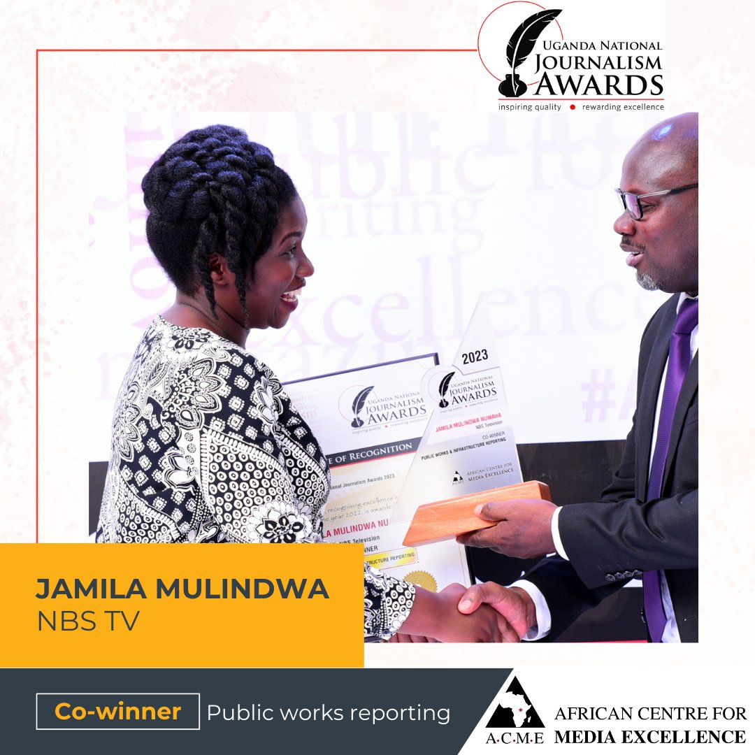 #WeekinReview Celebrating @thomas_kitimbo and Jamila Mulindwa, co-winners of the public works & infrastructure reporting category at the 2023 Uganda National Journalism Awards. #GoodJournalismMatters #UNJA2023 #ACMEAwards2023