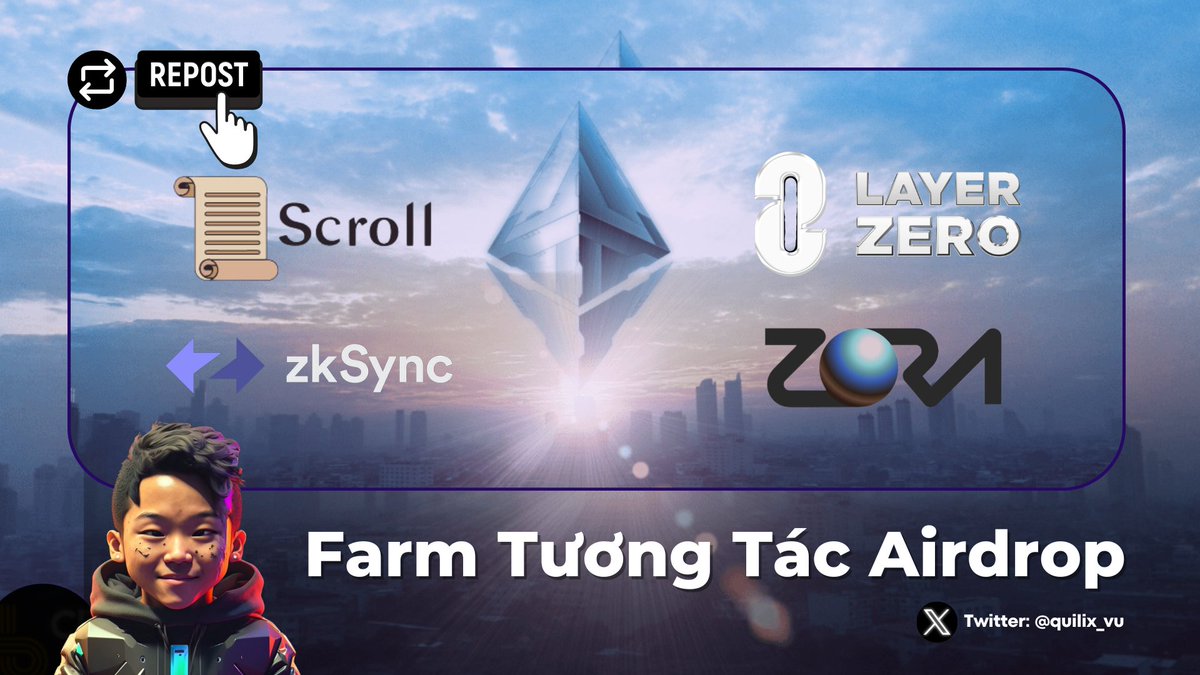 4 kèo Airdrop - 1 cách tương tác hiệu quả 🔥

Cách Farming tương tác DApp trên mạng zkSync, Layer0, Scroll và Zora

✅ Retweet lưu lại quy trình này nhé!

Lễ rảnh rổi, AE hãy dành 30 phút để làm hết số tương tác này 👇🧵