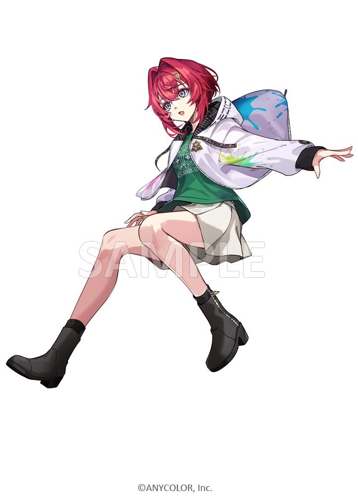 ange katrina 1girl solo red hair jacket boots white background black footwear  illustration images