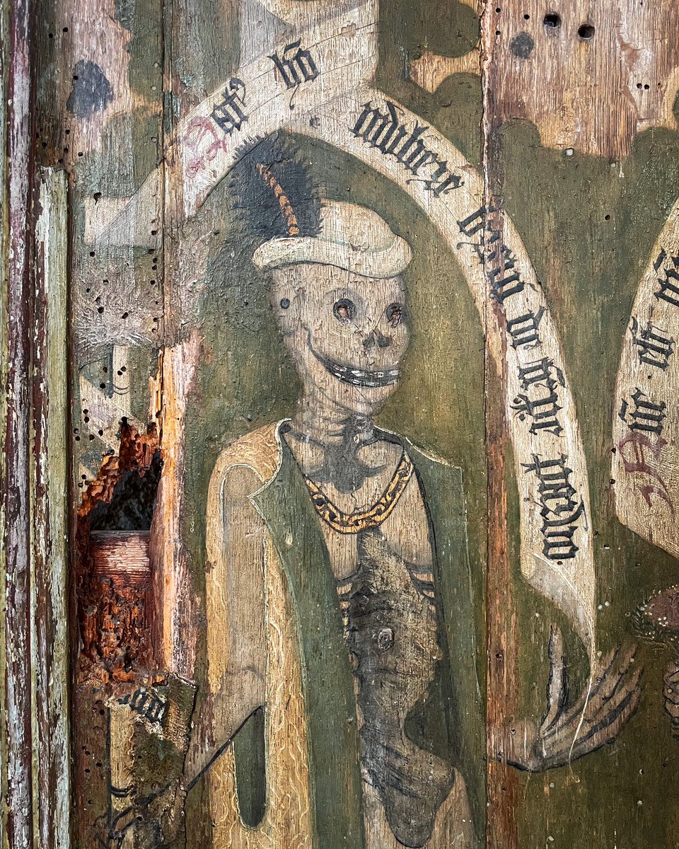 A close up from the late 15th century Danse Macabre paintings at Sparham, Norfolk. What treasures rest quietly in our parish churches…