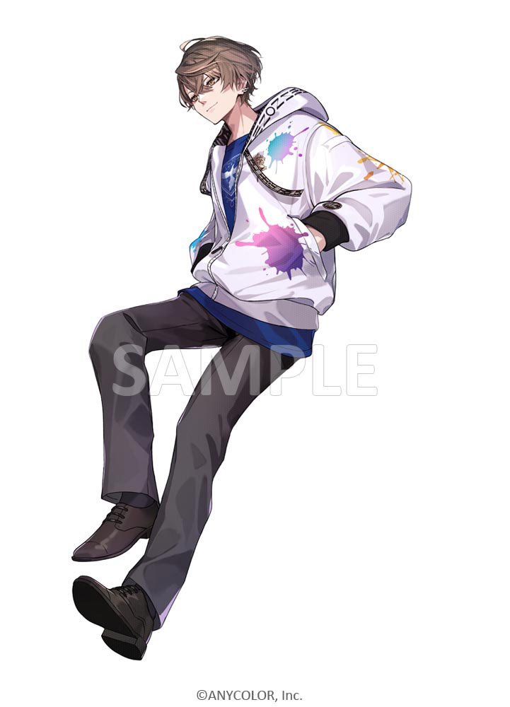 1boy male focus brown hair solo pants hood white background  illustration images