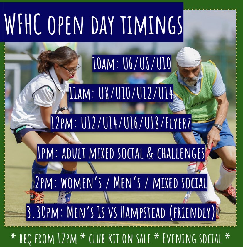 All welcome to our open day on September 9th - new and current members! Come along and check out what it’s like to play for WFHC