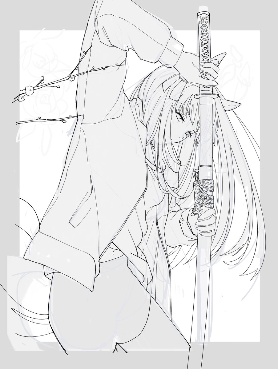 一応の線画できた🍑 