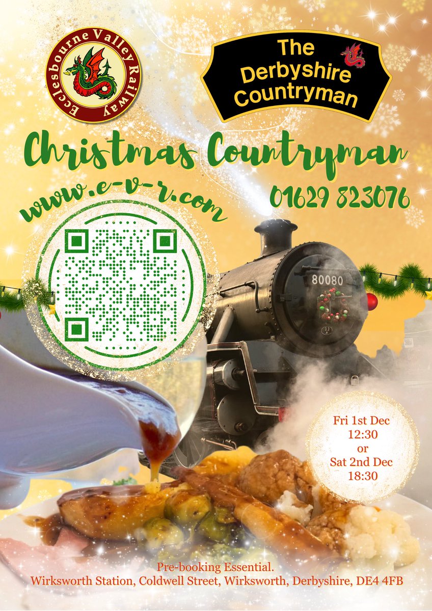 Our new #christmas Countryman #dining #experience 🎄A three course #festive meal on board our #steam #train e-v-r.com/countryman-din…