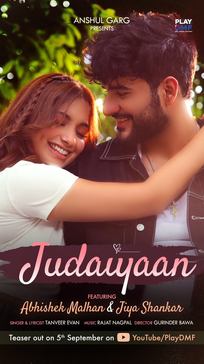 Rajat Nagpal (@iamrajatnagpal) on Twitter photo #Judaiyaan teaser out on 5th September .
<a href="/FukraInsaan/">Abhishek Malhan</a> <a href="/heyshankar_/">Jiya Shankar</a> <a href="/AnshulGarg80/">Anshul Garg</a>
#FukraaInsaan #jiyashankar #Judaiyaan teaser out on 5th September .
<a href="/FukraInsaan/">Abhishek Malhan</a> <a href="/heyshankar_/">Jiya Shankar</a> <a href="/AnshulGarg80/">Anshul Garg</a>
#FukraaInsaan #jiyashankar