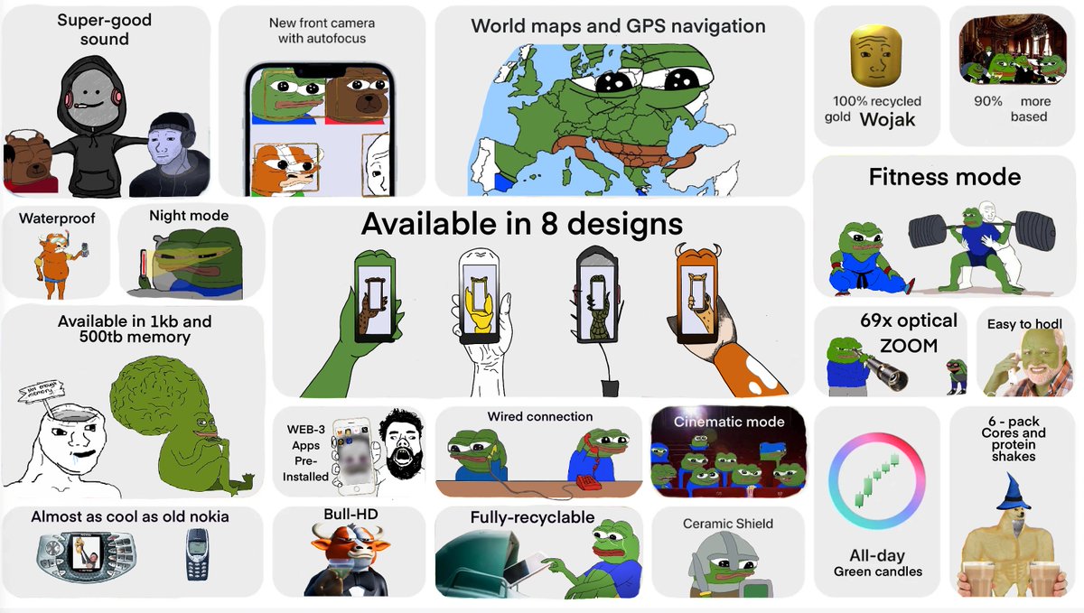 nickvrnn's tweet photo. Biggest upcoming Apple presentation leak! Coolest features and designs of new dankPhone. Huge credits to all meme-artists.

0.0075, available until the day of actual presentation:
https://t.co/pmb4Vru7ir

Let's take a closer look 👇 https://t.co/DKWI3pm1Ne