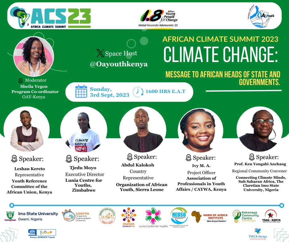 Join us today from 4pm EAT as we bring the panelist across the African continent to discuss the message to be sent to the African head of states and governments during this week of #ACS2023.  

<a href="/PanelUnfpa/">UNFPA Youth Advisory Panel</a> <a href="/Oayouthkenya/">OAYouth Kenya</a>